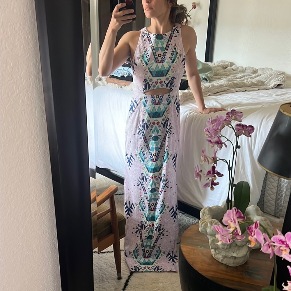 Mara Hoffman Blue and White Geometric Maxi Dress